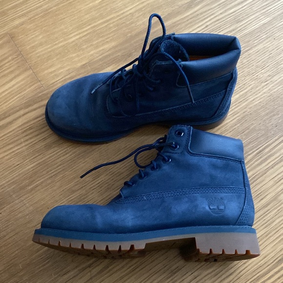 Timberland Big Kids Boys Blue Premium Waterproof Construction Boots Size 3 - Picture 2 of 5